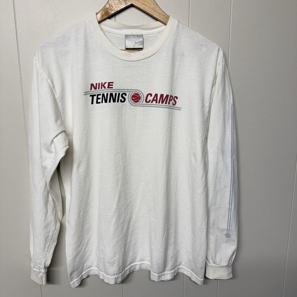 Vintage Nike Tennis Camps Long Sleeve T-Shirt White Graphic Tee Men S GUC*